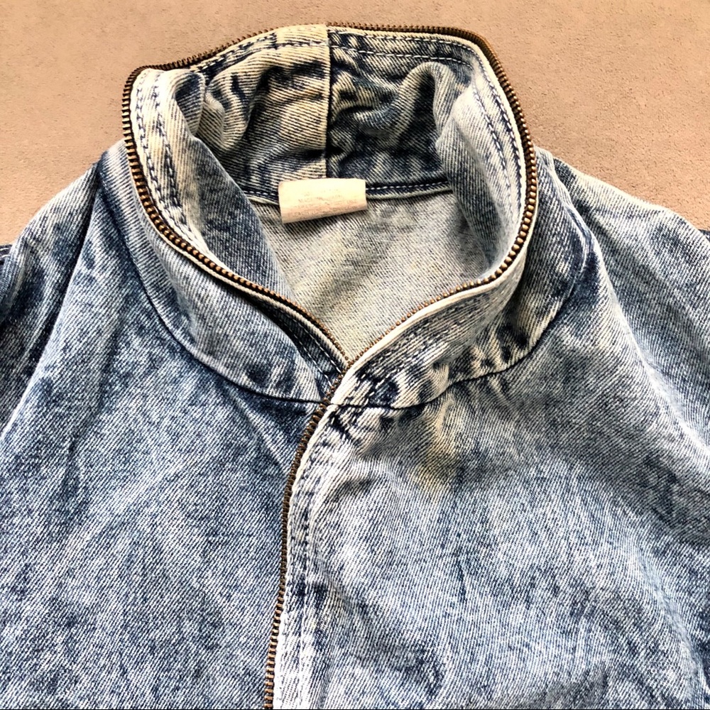 Vintage Acid Wash Cropped Denim Jacket Size M - Picture 3 of 8